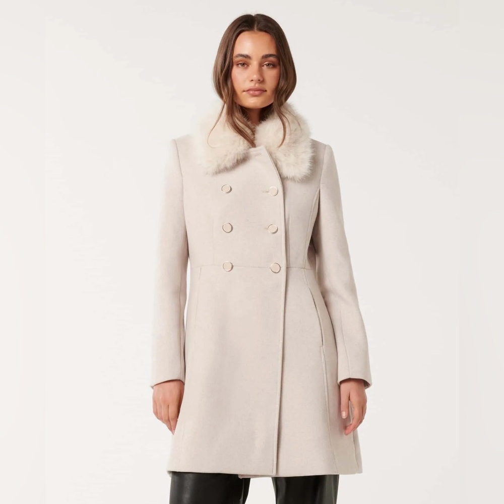 Ever New Cream Double-Breasted Pea Coat